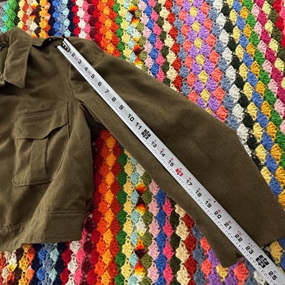 Vintage 60s Cropped Lined Wool Button Up Oversized Menswear Military Coa… - Picture 11 of 13